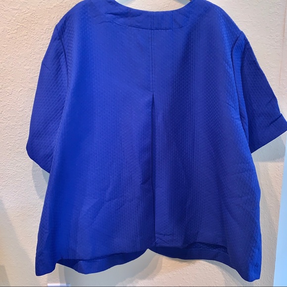 SAG HARBOR royal blue textured cape jacket - Picture 2 of 6